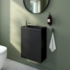 Meuble lave-mains suspendu noir mat l.44 cm Imandra + plan vasque noir résine Beni, GoodHome