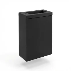 Meuble lave-mains suspendu noir mat l.44 cm Imandra + plan vasque noir résine Beni, GoodHome