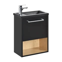 Meuble lave-mains suspendu avec niche et vasque résine 53x40cm