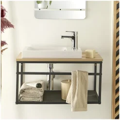 Meuble lave-mains WILO grande largeur avec vasque résine 60cm
