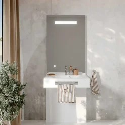 Meuble LEA 70 cm avec plan vasque et miroir LED ELEG Plus ht105