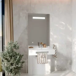 Meuble LEA 70 cm avec plan vasque et miroir LED ELEG Plus ht105