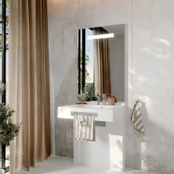 Meuble LEA 70 cm avec plan vasque et miroir LED ELEG Plus ht105