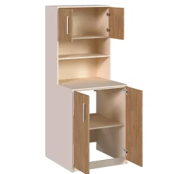 Meuble machine à laver beige et effet bois l.73 x H.186 x P.75 cm, Luma