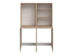 Meuble pour 2 machines à laver avec penderie et étagères - Naturel clair - H184 x L128 cm - ERKANO