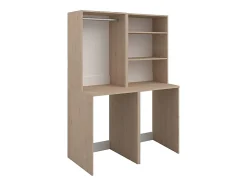 Meuble pour 2 machines à laver avec penderie et étagères - Naturel clair - H184 x L128 cm - ERKANO
