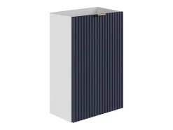 Meuble pour lave main strié caisson blanc et porte réversible bleue - H60 x L40 x P22 - VAHIRA