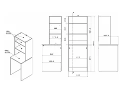 Meuble pour machine à laver avec étagères - Naturel clair - L65 x H184 cm - ERKANO