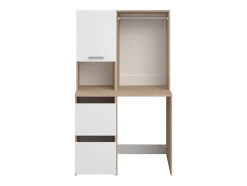 Meuble pour machine à laver avec penderie et placards - Naturel clair et blanc - L111 x H184 cm - ERKANO