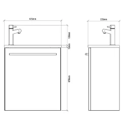 Meuble pour wc blanc avec lave mains design noir et mitigeur noir