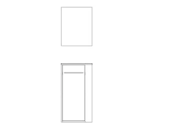 Meuble rectangle tout en un compact H.84 x l.44 cm, noir mat, porte décor bois, Nova