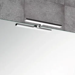 Meuble salle de bain - 80 cm - Plan décentré - Effet chêne foncé britannia - A suspendre - miroir et éclairage inclus - Venus