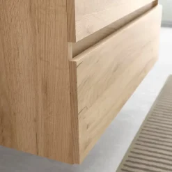 Meuble salle de bain - 100 cm - avec vasque à poser - effet chêne brut - A suspendre - KARAIB