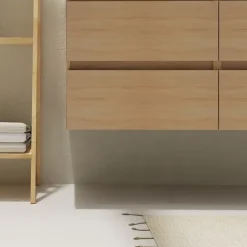 Meuble salle de bain 120 cm - Double vasque céramique - Effet chêne sonoma - A suspendre - Karaib 2