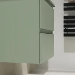 Meuble salle de bain 60 cm pour vasque à poser - Vert mat - A suspendre - Karaib 2