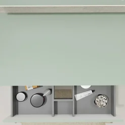 Meuble salle de bain 80 cm pour vasque à poser - Vert mat - A suspendre - Karaib 2