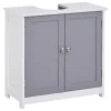 Meuble salle de bain - meuble sous-vasque - placard 2 portes avec étagère - dim. 60L x 30l x 60H cm - MDF gris blanc