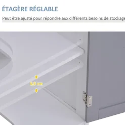 Meuble salle de bain - meuble sous-vasque - placard 2 portes avec étagère - dim. 60L x 30l x 60H cm - MDF gris blanc
