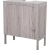 Meuble salle de bain - meuble sous-vasque - placard 2 portes avec étagère - dim. 60L x 30l x 70H cm - MDF imitation bois gris