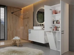 Meuble salle de bain, 174 x 30 x 60 cm, blanc mat