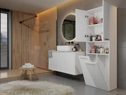 Meuble salle de bain, 174 x 30 x 60 cm, blanc mat