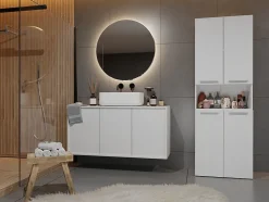 Meuble salle de bain, 174 x 30 x 60 cm, blanc mat
