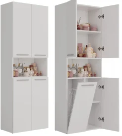 Meuble salle de bain, 174 x 30 x 60 cm, blanc mat