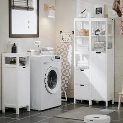 Meuble Salle de Bain Armoire avec 2 Portes, étagères Réglables, BZR121-W, SoBuy