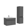 Meuble Salle de Bain avec colonne 60cm Anthracite avec vasque ceramique