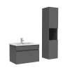 Meuble Salle de Bain avec colonne et vasque ceramique 60cm Anthracite