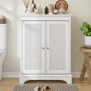 Meuble salle de bain blanc sur pied avec porte panier et étagère réglable, meuble indépendant pour salle de bain, salon ou cuisine