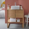 Meuble salle de bain Chêne 70 cm ATOLL + Vasque carrée 36 cm