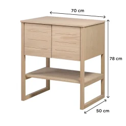 Meuble salle de bain Chêne 70 cm ATOLL + Vasque carrée 36 cm