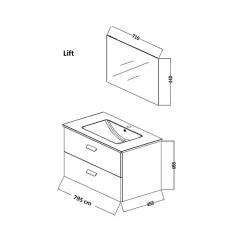 Meuble salle de bain 80cm suspendu 2 tiroirs Décor Bois avec vasque et miroir - BOX-IN