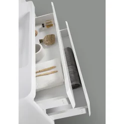 Meuble salle de bain design simple vasque PIACENZA largeur 90 cm blanc laque