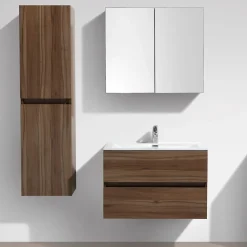 Meuble salle de bain design simple vasque SIENA largeur 80 cm noyer