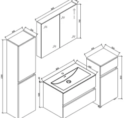 Meuble salle de bain design simple vasque SIENA largeur 80 cm noyer