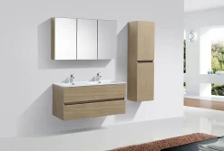 Meuble salle de bain design double vasque SIENA largeur 120 cm chêne clair texture