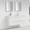 Meuble salle de bain design double vasque PIACENZA largeur 120 cm blanc laque