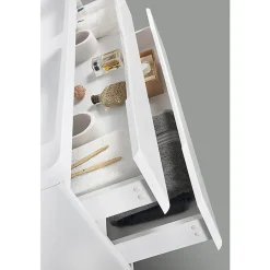 Meuble salle de bain design double vasque PIACENZA largeur 120 cm blanc laque