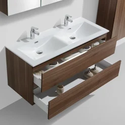 Meuble salle de bain design double vasque SIENA largeur 120 cm noyer