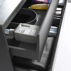 Meuble salle de bain double vasque 140cm gris et effet marbre gris avec miroir LED LB-8475G-140