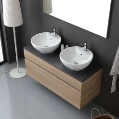 Meuble Salle De Bain En Chêne Naturel 120Cm Avec Miroir 120X60 - Sole