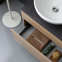 Meuble Salle De Bain En Chêne Naturel 120Cm Avec Miroir 120X60 - Sole