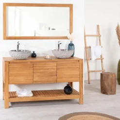 Meuble salle de bain en teck Megève 140 cm