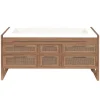 Meuble salle de bain en teck et terazzo beige 145 cm - Uniqka