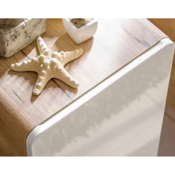 Meuble salle de bain ERBANO Chene clair et blanc brillant 35x75 cm 1 porte Meuble suspendu