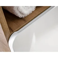 Meuble salle de bain ERBANO Chene clair et blanc brillant 35x75 cm 1 porte Meuble suspendu