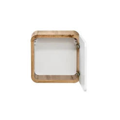Meuble salle de bain ERBANO Chene clair et blanc brillant 35x35 cm 1 porte Meuble suspendu