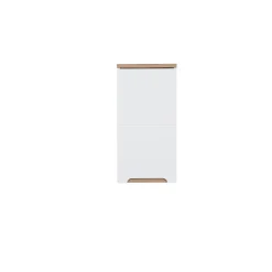 Meuble salle de bain ERMANO Chene clair et blanc brillant 35x70 cm 1 porte Meuble suspendu